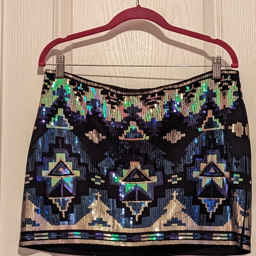 Express sequin mini skirt